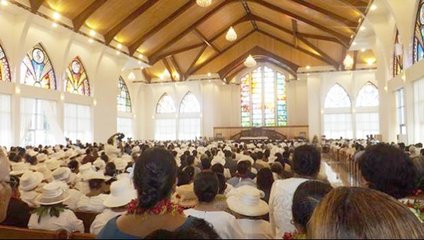 Interior of the new church temple. [Photo: Tipi Autagavaia / RNZI]