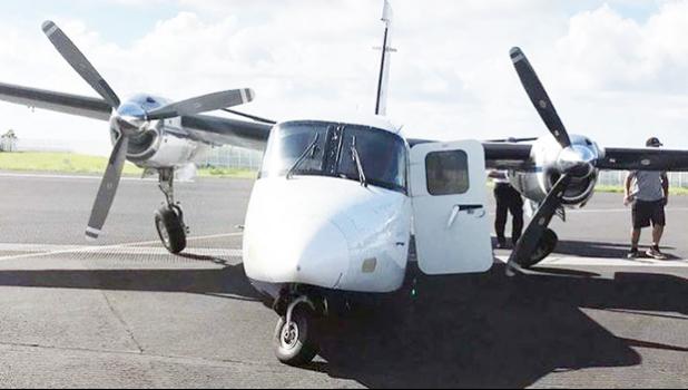 The damaged Twin Commando aircraft. [Photo: supplied / Danika Adam via RNZI] 