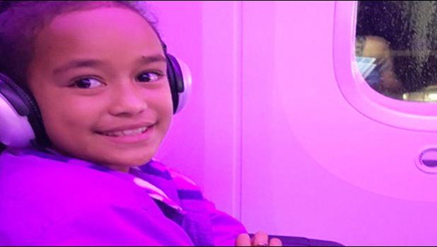 Puna on her flight over to the US.
