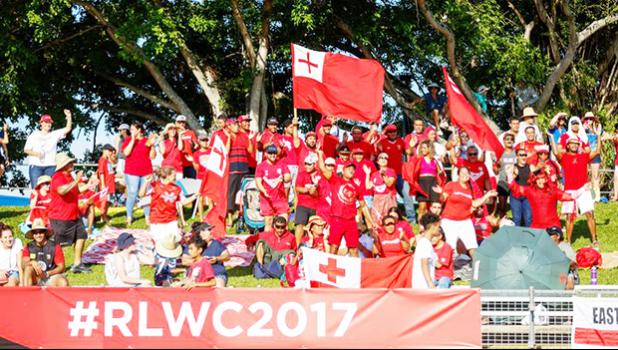 Tongan league fans show their support. [Photo: NRL Photos] 