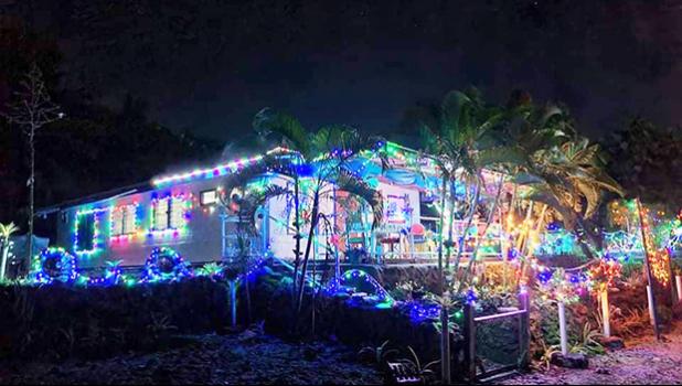 Emma Eteru and family home decorated with Christmas lights