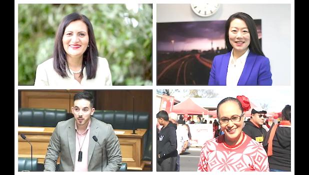 Clockwise from top left: ACT MP Parmjeet Parmar; National MP Nancy Lu; Labour MP Jenny Salesa; Green MP Ricardo Menéndez March  