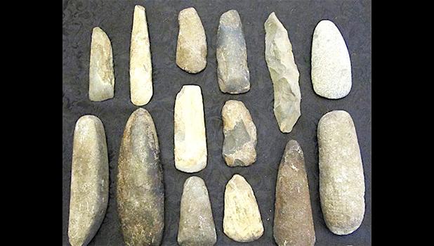 A collection of stone tools 