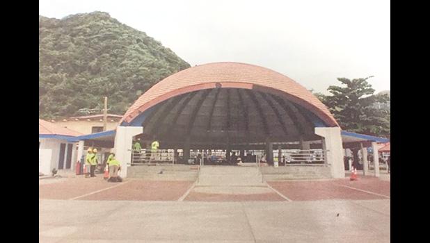 A view of the pavilion on the Fagatogo malae and the paving around it 