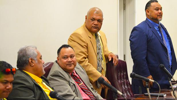 Pictured are several faipule after one the House sessions earlier this week.  [photo: AF]