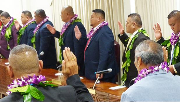 Some of the 21 House members during yesterday’s swearing-in ceremony