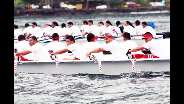 2014 Samoa News file photo of Fagasa rowers break away from the Fetu o le Afiafi and the Manulele Tausala