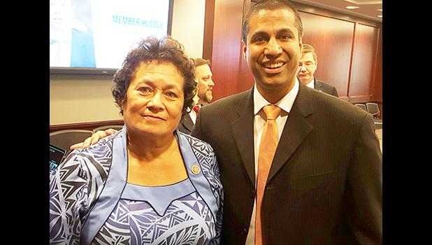 Congresswoman Aumua Amata with FCC Chairman Ajit Pai. 