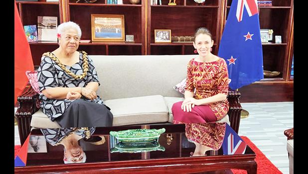 Samoa Prime Minister Fiame Naomi Mata'afa and New Zealand Prime Minister Jacinda Ardern