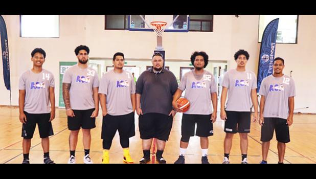 Pictured are: Jeremiah Tuimaseve (#7); Lynel Steve Siu (#11); Paul Iese Collins (#12); Afimuao Nimoa'i (#14); Michael Su'euga Pa'aga (#22); Lyle Pene Penani Siu (#33); Onosaiilemeatiga Tovale (#52); and head coach Diehl Michael Angelo Langkilde.