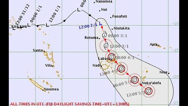  Tropical Depression TD04F forecast track map at 2.52pm on 02 January, 2019