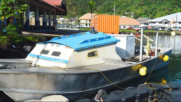 The fishing alia that drifted from Samoa and ended up in Pago Pago harbor, where it docked behind TAOA. The vessel is now in the custody of DPS Marine Patrol unit, while crew are staying in Lauli’i, awaiting travel documents to return home.  [photo by AF]