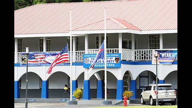 Flags at half staff in front to DPS main station