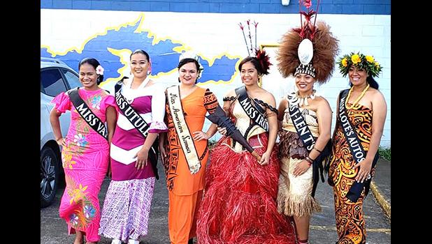  Miss American Samoa Magalita Johnson with the 5 contestants during last Saturday's float parade.