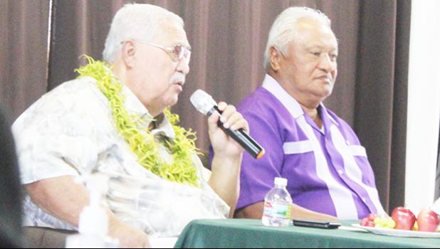 Senate President Tuaolo Manaia Fruean (left) and House Speaker Savali Talavou Ale