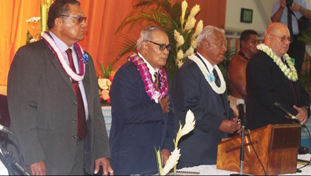 [l-r] Senate President Gaoteote Tofau Palaie, Gov. Lolo Matalasi Moliga, House Speaker Savali Talavou Ale, and Chief Justice Michael Kruse,