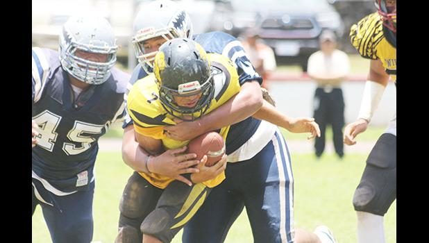 Tuala Fa’atonu of Samoana’s vicious defensive front 