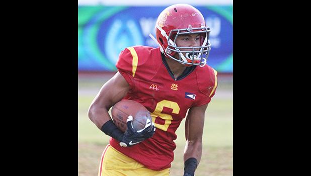 Isaiah Gurr of the Tafuna Warriors taking this one downfield for