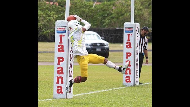 Joshua Taani securing Leone’s first touchdown of the game