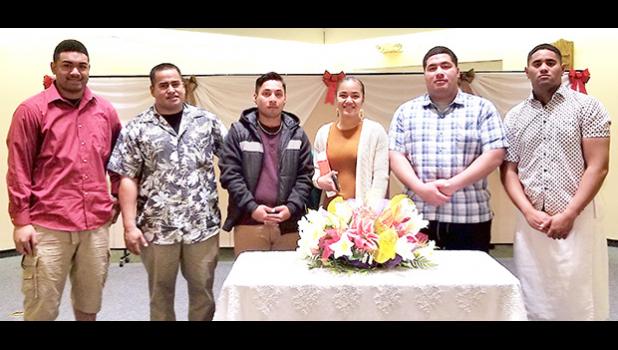 Pictured l-r: PFC Konelio Feagiai-Tua of Aasufou & Fagasa; SGT Taulafoga Vaina of Amouli; PFC Kevin David of Pohnpei, Micronesia; SGT Charlene Beverley of Nu'uuli; SPC Utuifeau Mauga of Fatu ma Futi & Aoa; and PV2 Maoa Mailo of Masausi.