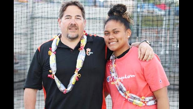 Pono pictured with her coach Bill Braun.