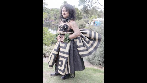 Moe ,who is Samoan, says her brother made her dress for the festival.  [RNZ/ Koroi Hawkins]