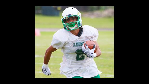 Leone Lions Ben Tikeri taking this one all the way to the house for a Lions touchdown – his second touchdown of the game against the Vikings last Saturday. Tikeri helped Leone in their 42-0 victory over the Vikings in the JV Division. [photo: TG]