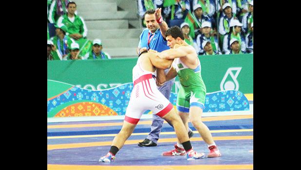 Nolan Puletasi in his bronze medal Match (Photo: Terry Custodio Auva'a)