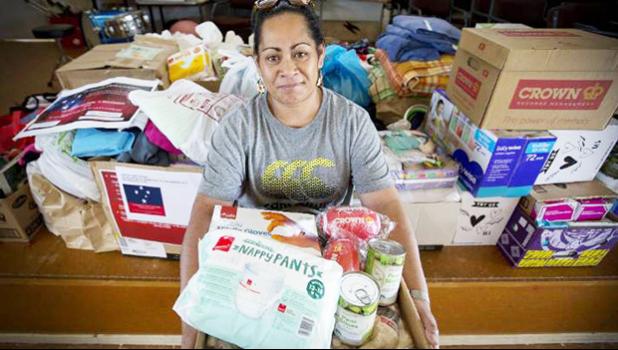 Fatima Sae with some of the donations
