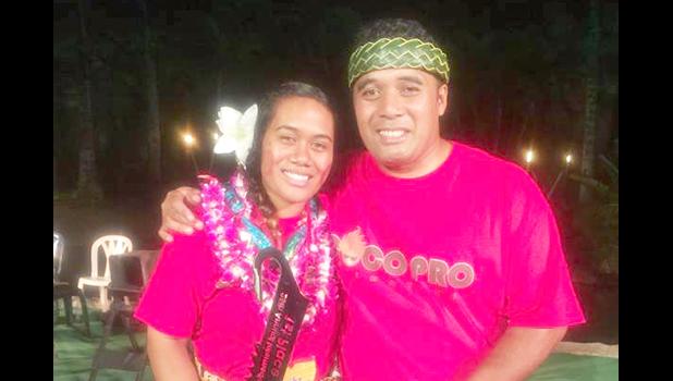 The only female to compete in this year’s 2017 World FireKnife Competition, Jeralee Galea’i of Aua, won her first place in her division of 12- 17 years old, competing against 8 males. She is seen here with her father, David Galea’i who has won the competition 3 times. Congratulations Jeralee!. [courtesy photo]