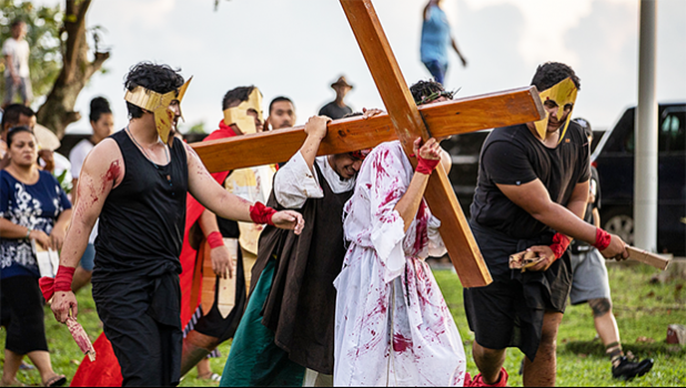 A procession of the Stations of the Cross in Apia