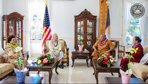 Governor Lemanu Peleti Mauga, First Lady Ella, His Highness Tuimalealiifano Vaaletoa Sualauvi ll, Masiofo Faamausili Leinafo Tuimalealiifano