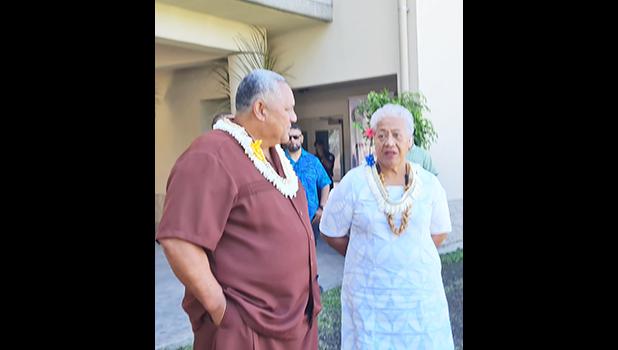 Prime Minister Fiame Naomi Mata’afa and Governor Lemanu Peleti Mauga