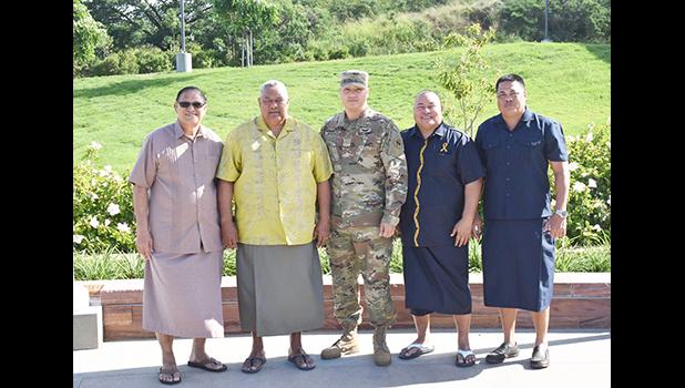 Gov. Lemanu P.S. Mauga, staff and MAJ Jerrod T. Avegalio