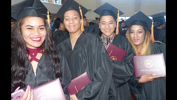 Some of the graduates at the American Samoa Community College’s Spring 2018 graduation ceremony last Friday at the ASCC Multi Purpose Center Auditorium. [photo: Leua Aiono Frost]