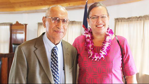 Sen. Soliai Tuipine Fuimaono (left) and District Court Judge, Gwen Tauiliili-Langkilde (right) 
