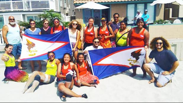 American Samoa’s U18 Women’s Beach Handball Team with supporters