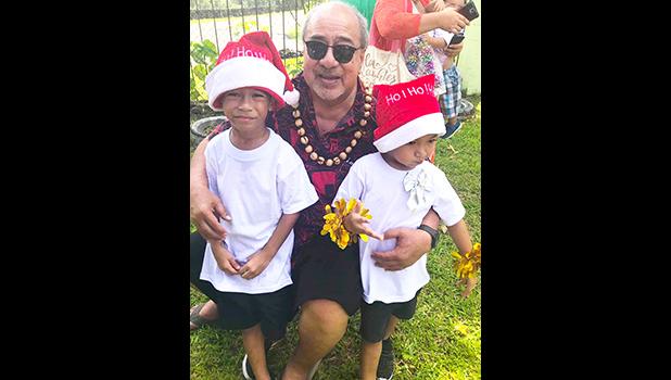 Proud papa Vaito'a Hans Langkilde with his grandsons following