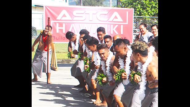 With the “ASTCA/Hawaiki” banner in the background, members of the Malaeloa Methodist Youth group perform