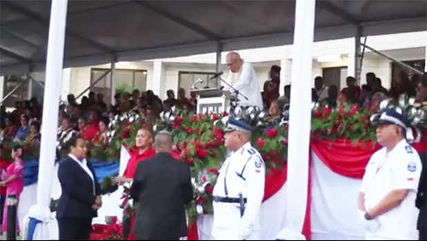 Tui Atua Tupua Tamasese Ta’isi Efi at the 55th Independence Day celebration, June 1, 2017. [photo from screen shot]