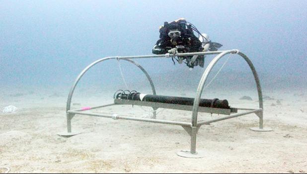 Hydrophone deployed in a tropical reef region of American Samoa