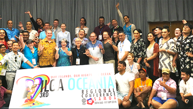 Group photo of the ILGA Oceania Conference 2018 in Apia, Samoa