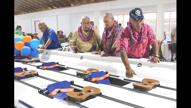 (L-R) Soliai Tuipine Fuimaono, Senate President Tuaolo Manaia Fruean, Senator Fano Frank Shimasaki, and DPS Commissioner Ta'aga Saite Moliga
