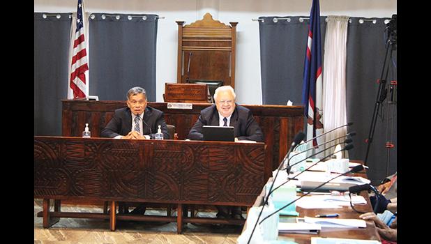 Samana Semo Veavea (left) and Deputy AG Roy J.D. Hall, Jr.