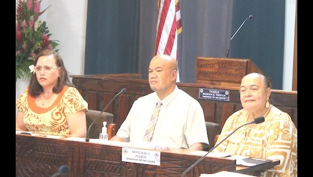 AG Gwen Tauiliili-Langkilde, Governor's Office Chief of Staff Leonard Seumanutafa, and ASEDA Office Director Blanche Lulu Barber,
