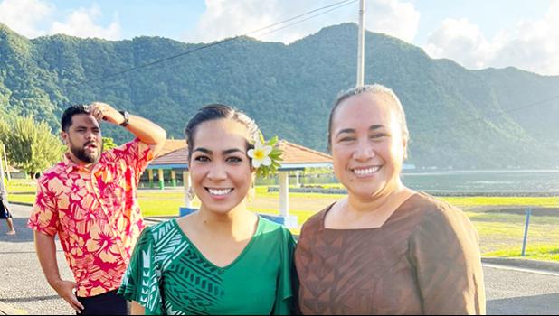 First Lady Mrs Ella Perefoti Mauga (right) with Miss American Samoa Kauhani Mea’alofa Teisa Fuimaono