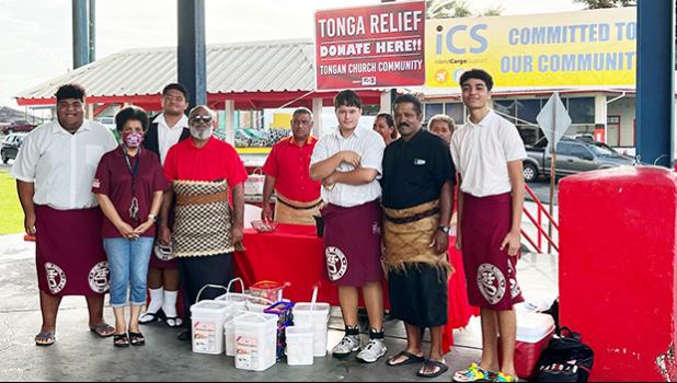 Tafuna High School’s Interact Club members with donations