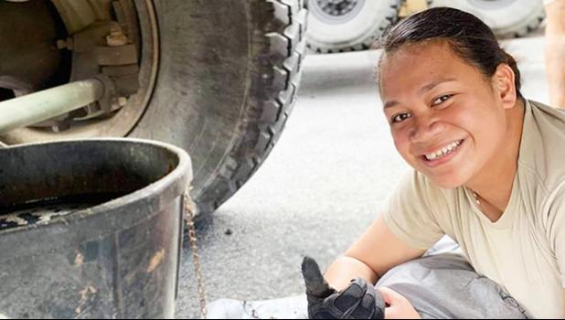 US Army Specialist Jayne Tuvale of Laulii and Aoloau