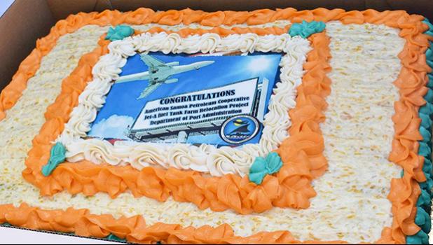 Cake celebrating dedication of Jet Fuel Tank Farm