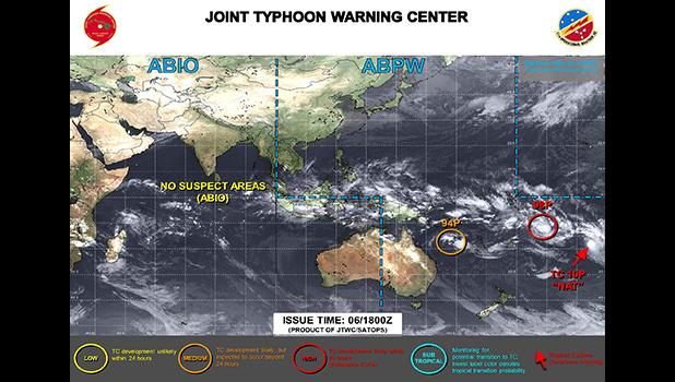 Pacific map from Joint Typoon Center